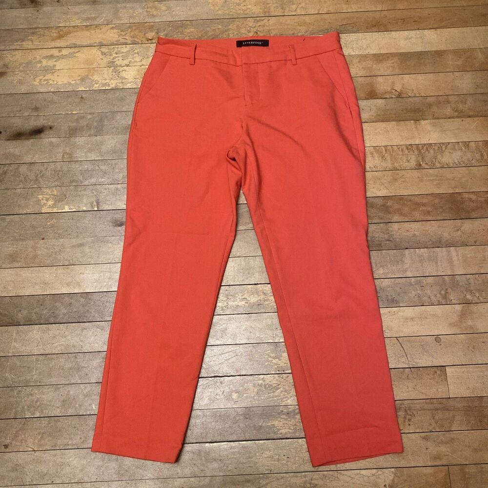 Liverpool Pants Women’s Size 8/29 Pink Hibiscus Mid Rise Straight Leg Stretch